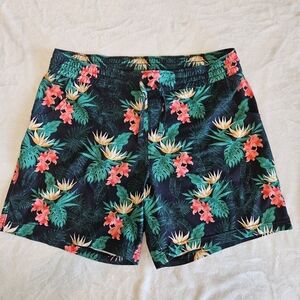 Duluth Trading Swim Trunks Floral Hawaiian Stretch (Not Lined) Shorts Mens Large